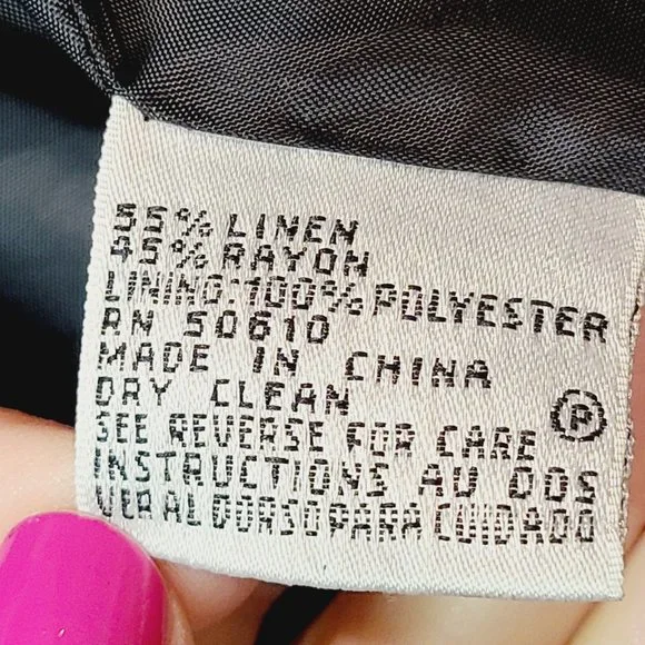 Le Suit Suit Coat Blazer Jacket Black Red Yellow Floral Linen Blend Womens 10 - Picture 6 of 7